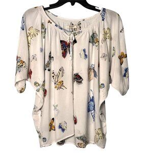 Old Navy Top Womens S Butterfly Multicolor Boho Fairy Peasant Y2K Flowy Blouse